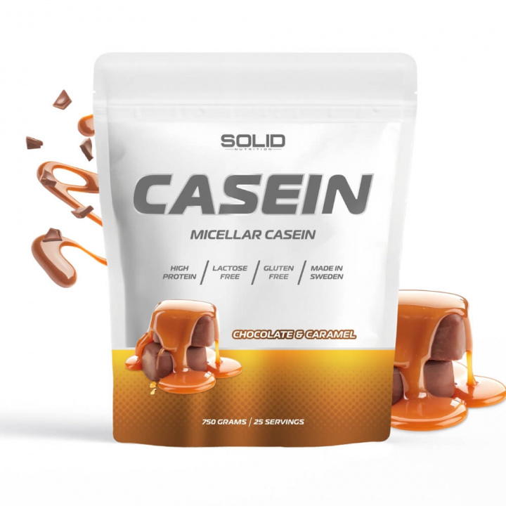 SOLID Nutrition Casein, 750 g (Chocolate & Caramel) i gruppen Kosttillskott & Livsmedel / Proteinpulver / Kaseinprotein hos Tillskottsbolaget (SOLIDCASEIN1-8)