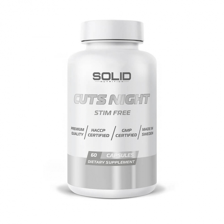 SOLID Nutrition Cuts Night, 60 caps i gruppen Kosttillskott & Livsmedel / Viktminskning / Koffeinfri Fettförbrännare hos Tillskottsbolaget (SOLIDCUTSNIGHT)