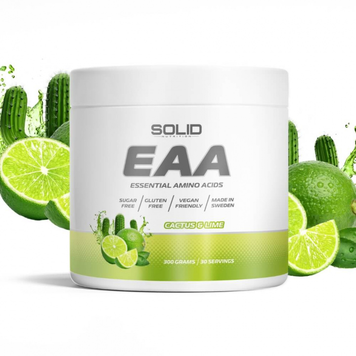 SOLID Nutrition EAA, 300 g (Cactus/Lime) i gruppen Kosttillskott & Livsmedel / Aminosyror / EAA hos Tillskottsbolaget (SOLIDEAA-8)