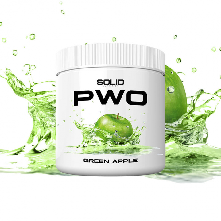 SOLID Nutrition PWO, 230 g (Green Apple) i gruppen Kosttillskott & Livsmedel / Prestationshöjare / Pre-Workout / PWO hos Tillskottsbolaget (SOLIDPWO-4)