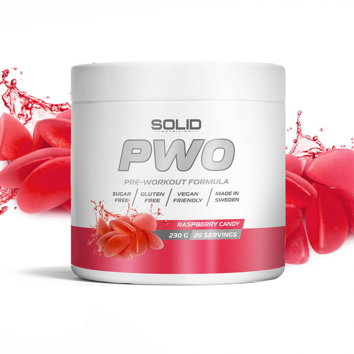 SOLID Nutrition PWO, 230 g (Raspberry Candy) i gruppen Shoppa efter Tema / Glutenfria Kosttillskott hos Tillskottsbolaget (SOLIDPWOHALLON)