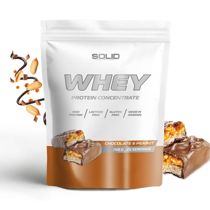 SOLID Nutrition Whey, 750 g (Chocolate & Peanut) i gruppen Kosttillskott & Livsmedel / Proteinpulver / Vassleprotein / Whey protein hos Tillskottsbolaget (SOLIDWHEY-10)