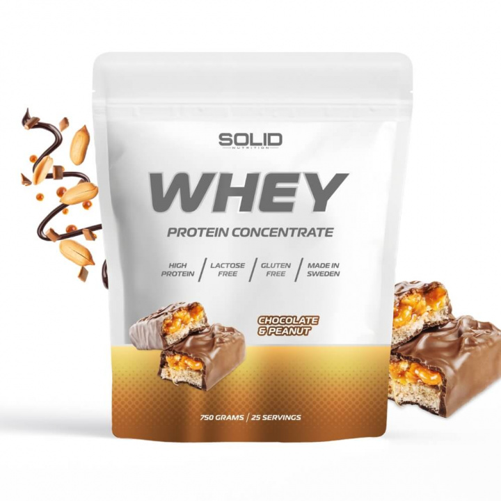 SOLID Nutrition Whey, 750 g (Chocolate & Peanut) i gruppen Kosttillskott & Livsmedel / Proteinpulver / Vassleprotein / Whey protein hos Tillskottsbolaget (SOLIDWHEY-10)