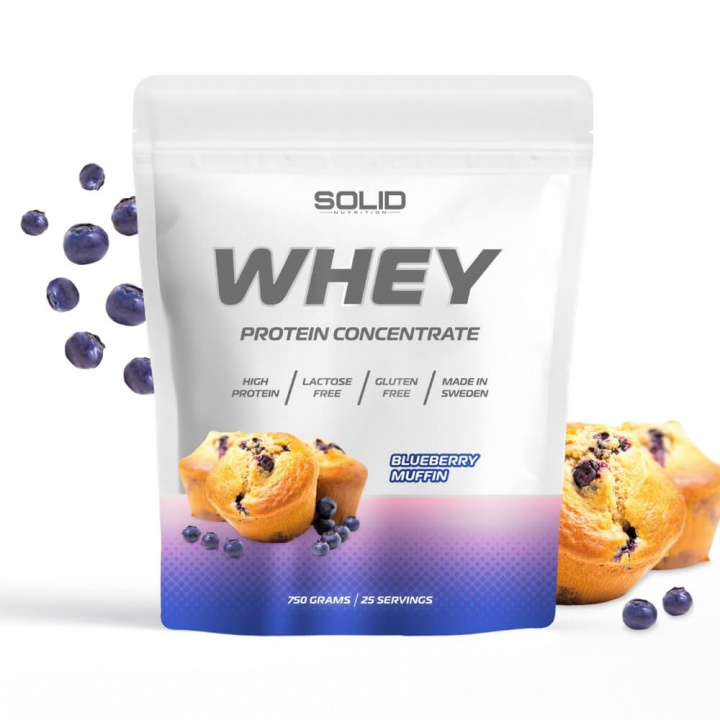 SOLID Nutrition Whey, 750 g (Blueberry Muffin) i gruppen Kosttillskott & Livsmedel / Proteinpulver / Vassleprotein / Whey protein hos Tillskottsbolaget (SOLIDWHEY-13)