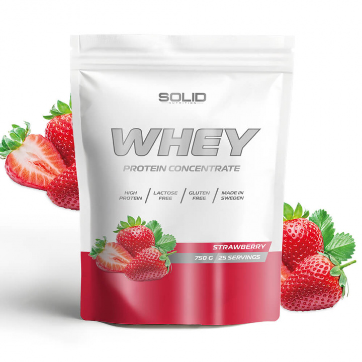 SOLID Nutrition Whey, 750 g (Strawberry) i gruppen Kosttillskott & Livsmedel / Proteinpulver / Vassleprotein / Whey protein hos Tillskottsbolaget (SOLIDWHEY-7)
