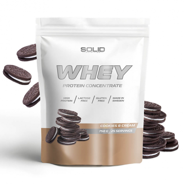 SOLID Nutrition Whey, 750 g (Cookies & Cream) i gruppen Kosttillskott & Livsmedel / Proteinpulver / Vassleprotein / Whey protein hos Tillskottsbolaget (SOLIDWHEY-9)