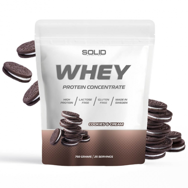 SOLID Nutrition Whey, 750 g (Cookies & Cream) i gruppen Kosttillskott & Livsmedel / Proteinpulver / Vassleprotein / Whey protein hos Tillskottsbolaget (SOLIDWHEY-9)