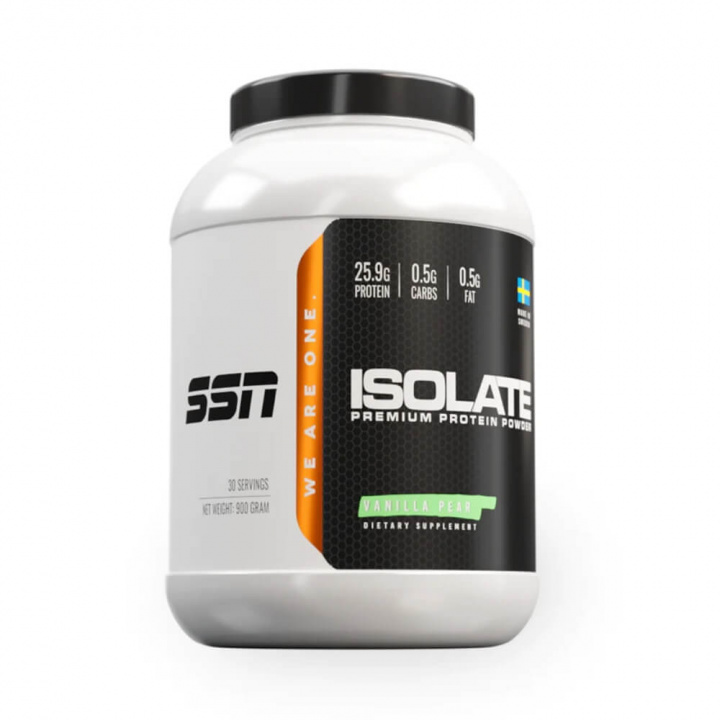 SSN Isolate Protein, 900 g (Vanilla Pear) i gruppen Kosttillskott & Livsmedel / Proteinpulver / Isolatprotein hos Tillskottsbolaget (SSN8522-3)