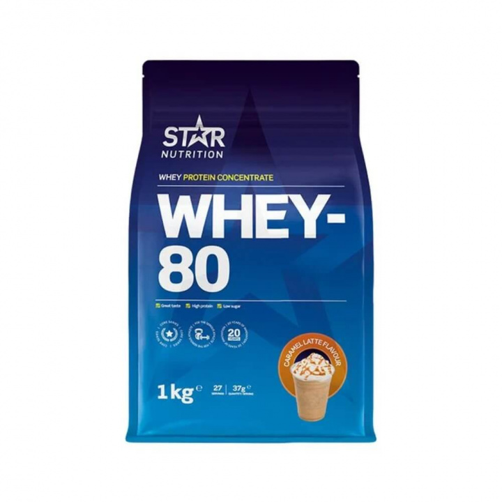 Star Nutrition Whey-80, 1 kg (Caramel Latte) i gruppen Kosttillskott & Livsmedel / Proteinpulver / Vassleprotein / Whey protein hos Tillskottsbolaget (STAR001-2)