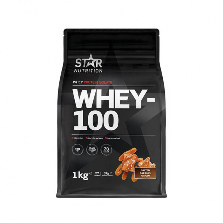 Star Nutrition Whey-100, 1 kg (Salted Caramel) i gruppen Kosttillskott & Livsmedel / Proteinpulver / Isolatprotein hos Tillskottsbolaget (STAR002-10)