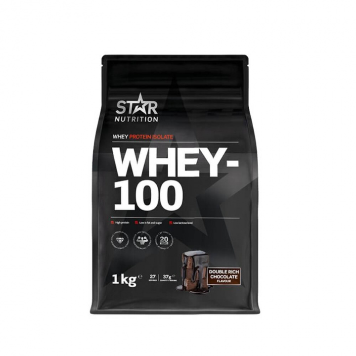 Star Nutrition Whey-100, 1 kg (Double Rich Chocolate) i gruppen Kosttillskott & Livsmedel / Proteinpulver / Isolatprotein hos Tillskottsbolaget (STAR002-5)