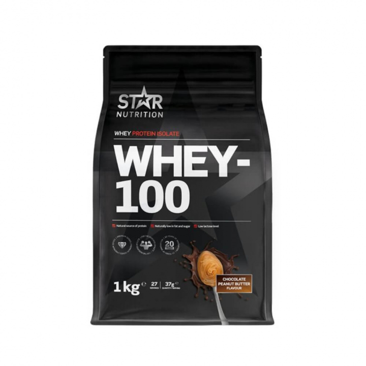 Star Nutrition Whey-100, 1 kg (Chocolate Peanut Butter) i gruppen Kosttillskott & Livsmedel / Proteinpulver / Isolatprotein hos Tillskottsbolaget (STAR002-6)