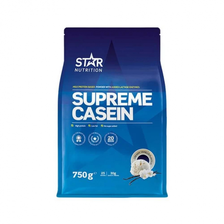 Star Nutrition Supreme Casein, 750 g (Creamy Vanilla) i gruppen Kosttillskott & Livsmedel / Proteinpulver / Kaseinprotein hos Tillskottsbolaget (STAR004-1)