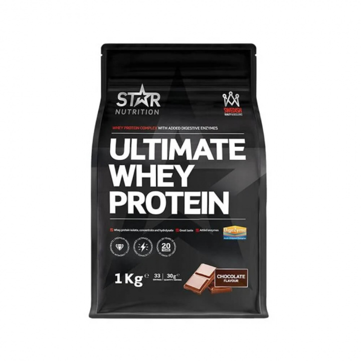 Star Nutrition Ultimate Whey Protein, 1 kg (Chocolate) i gruppen Kosttillskott & Livsmedel / Proteinpulver / Vassleprotein / Whey protein hos Tillskottsbolaget (STAR023-1)