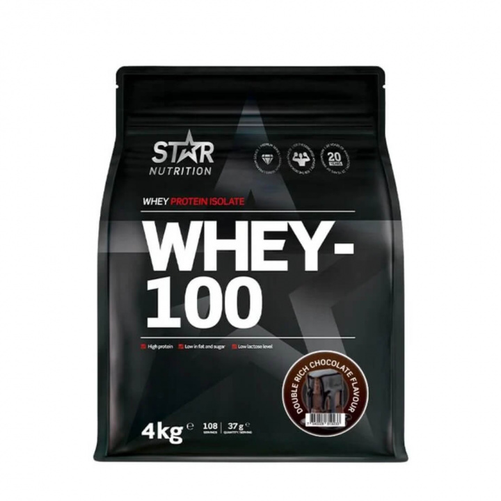 Star Nutrition Whey-100, 4 kg (Double Rich Chocolate) i gruppen Kosttillskott & Livsmedel / Proteinpulver / Isolatprotein hos Tillskottsbolaget (STAR7533-2)