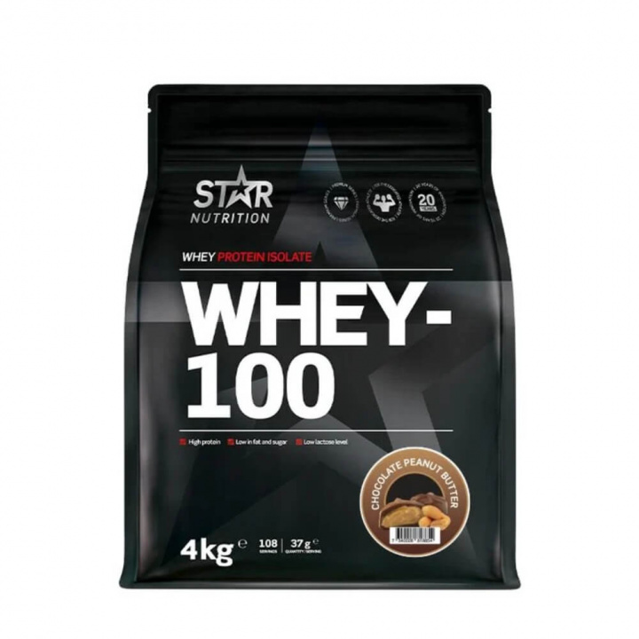 Star Nutrition Whey-100, 4 kg (Chocolate Peanut Butter) i gruppen Kosttillskott & Livsmedel / Proteinpulver / Isolatprotein hos Tillskottsbolaget (STAR7533-5)