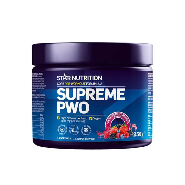 Star Nutrition Supreme PWO, 250 g (Fresh Forest Berry) i gruppen Kosttillskott & Livsmedel hos Tillskottsbolaget (STAR8695-3)