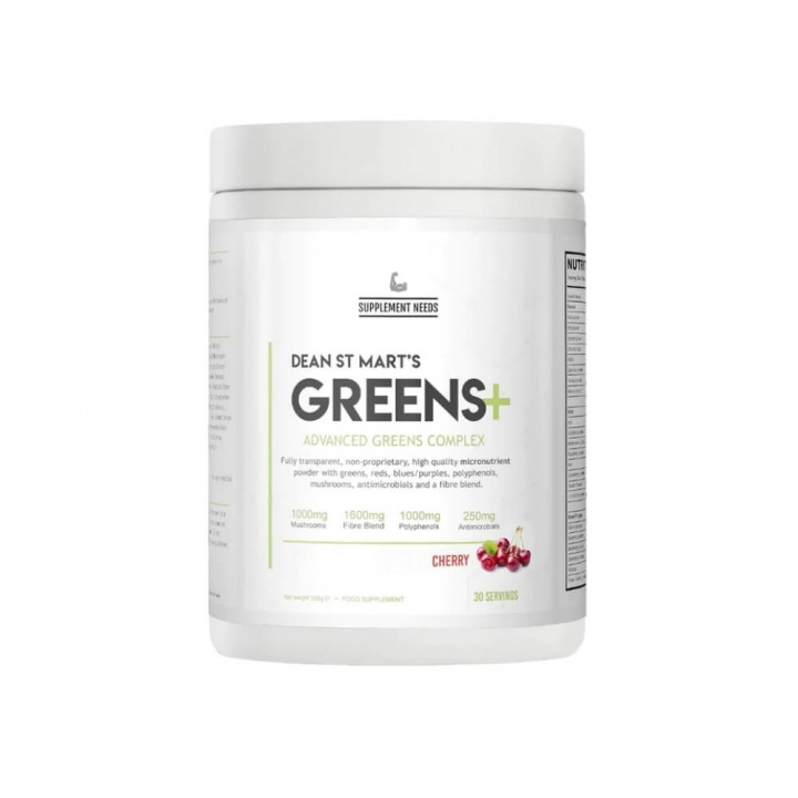 Supplement Needs Greens+, 30 serv. (Cherry) i gruppen Kosttillskott & Livsmedel / Hälsokost / Superfoods hos Tillskottsbolaget (SUPPNEEDS8653-1)