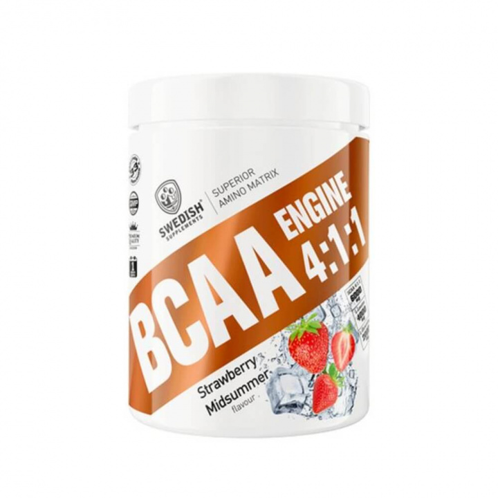 Swedish Supplements BCAA Engine 4:1:1 (Strawberry Midsummer) i gruppen Kosttillskott & Livsmedel / Aminosyror / BCAA hos Tillskottsbolaget (SWEDISH6352TOCHOMIDSUMMER)