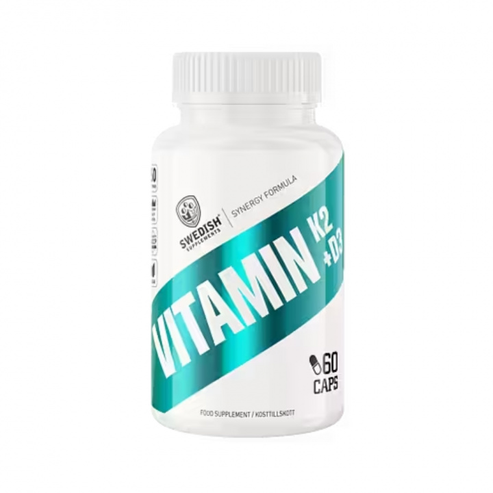 Swedish Supplements Vitamin K2+D3, 60 caps i gruppen Kosttillskott & Livsmedel / Vitaminer / Vitamin K2 + D3 hos Tillskottsbolaget (SWEDISH854)